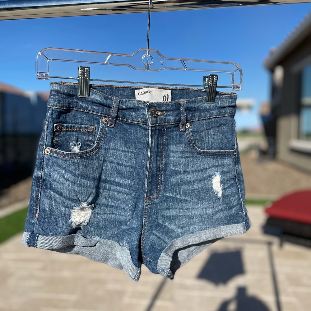 Garage High Rise Distressed DenimShorts size 1